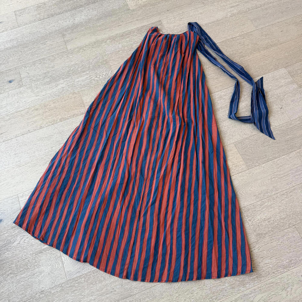Natalie Martin Striped Cotton Midi Dress with Tie Belt - Picture 5 of 9